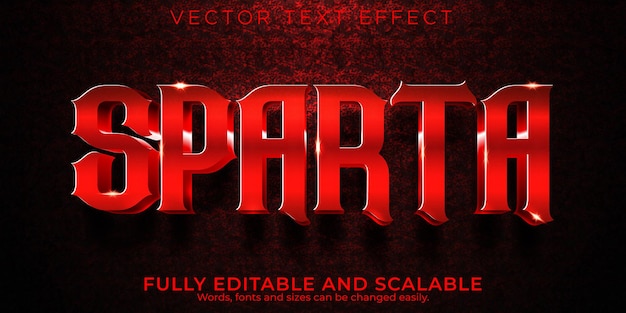 Sparta krijger teksteffect, bewerkbare gladiator en leger tekststijl