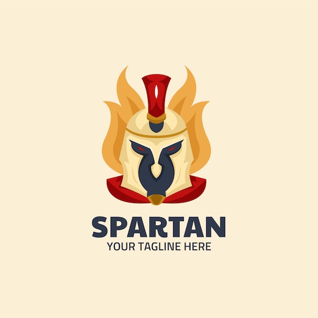 Gratis vector spartaans helmlogo in plat ontwerp