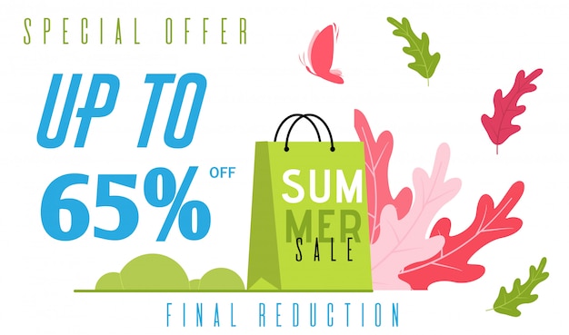 Gratis vector speciale zomer platte banner biedt definitieve prijsreductie