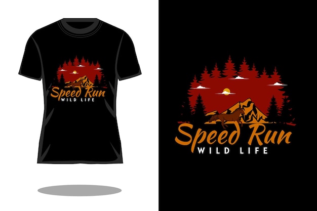 Speed run wild life retro t-shirtontwerp Premium Vector