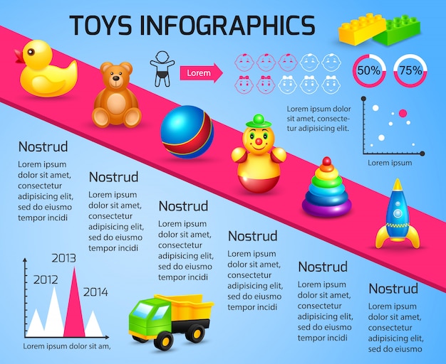 Gratis vector speelgoed infographic sjabloon