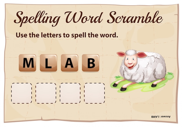 Spelling woord scramble sjabloon met woord lam