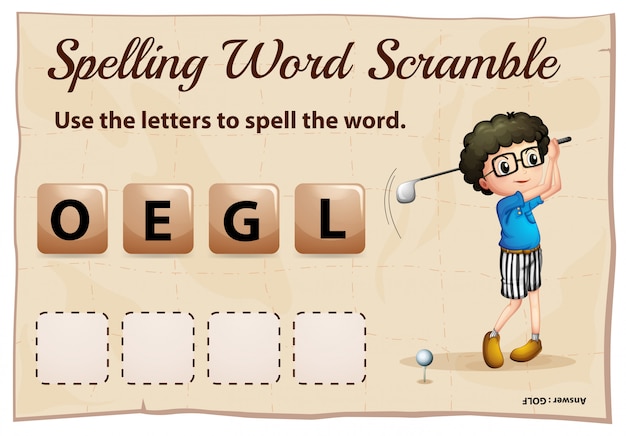 Spelling woord scramble voor woord golf