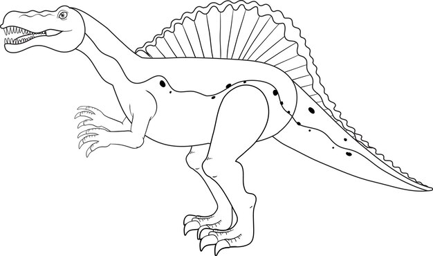 Spinosaurus dinosaurus doodle schets op witte achtergrond