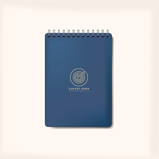 Spiraal blauwe notebook mockup geïsoleerde vector
