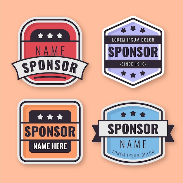 Gratis vector sponsor die stickerscollectie promoot