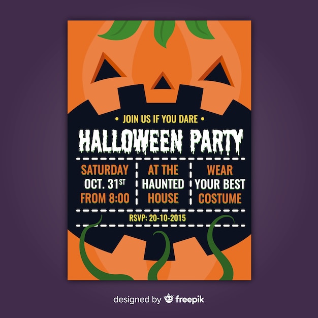 Spooky halloween-feest poster met platte ontwerp