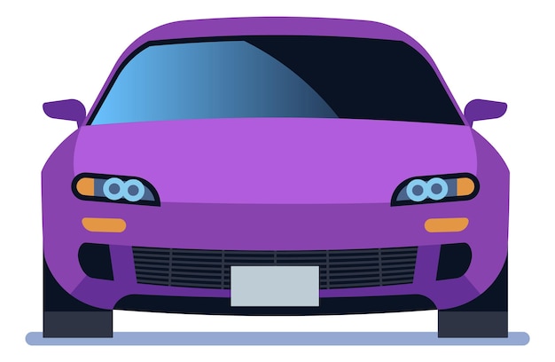 Sport auto vooraanzicht. violet luxe supercar pictogram geïsoleerd op een witte achtergrond