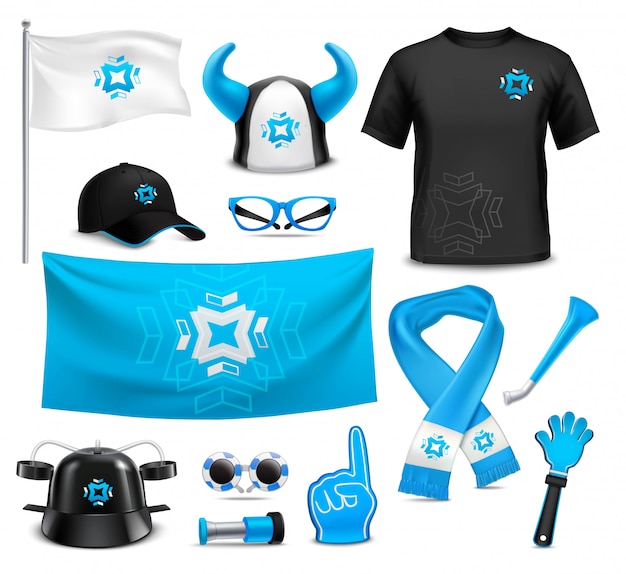 Gratis vector sport club fans accessoires realistische set