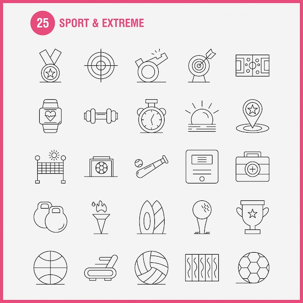 Sport en extreme lijnpictogrammen