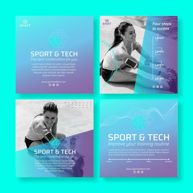 Sport en tech instagram postsjabloon