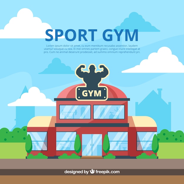 Gratis vector sport gym achtergrond met fitnessapparaten