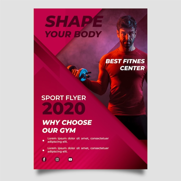 Gratis vector sport poster ontwerp fitnesscentrum