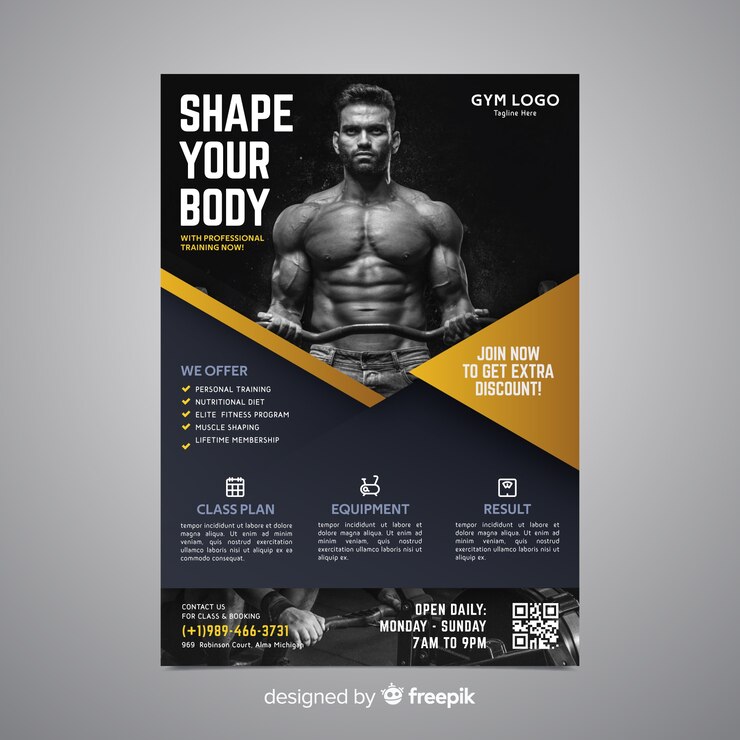 Gratis Vector sport poster sjabloon met foto