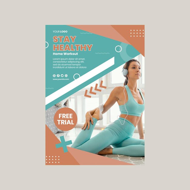 Sport thuis poster sjabloon