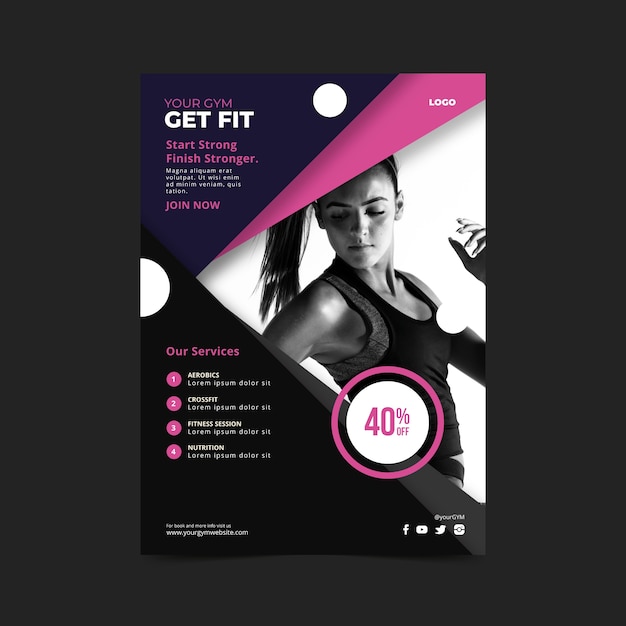 Gratis vector sportbrochure met foto