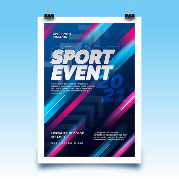 Gratis vector sportevenement poster met snelheidslijnen