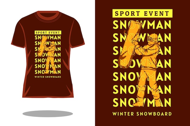 Sportevenement sneeuwpop retro t-shirtontwerp Premium Vector