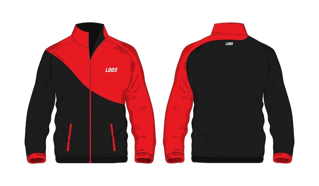 Sportjack rood en zwart sjabloonshirt voor ontwerp op witte achtergrond. vector illustratie.