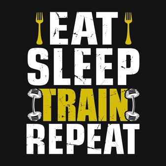 Sportschool citaat eet slaap trein herhaal vector tshirt ontwerp