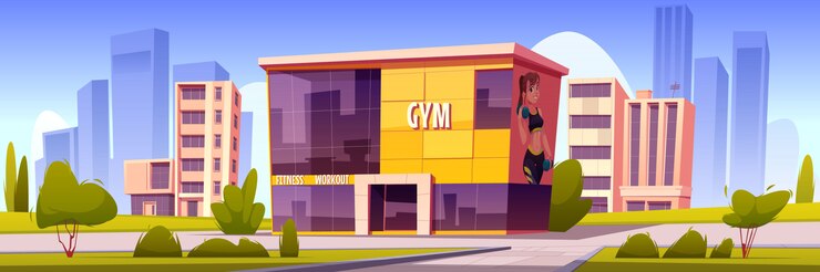 Gratis Vector sportschoolgebouw, modern sporthuis in zomerstad