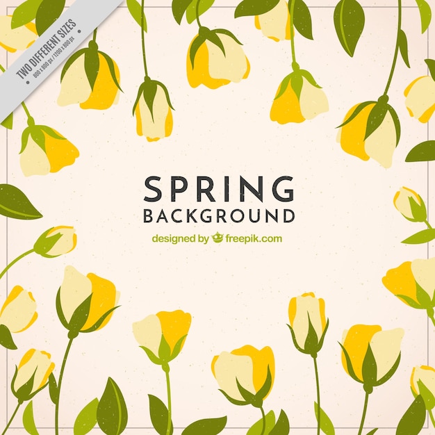 Gratis vector spring achtergrond met gele bloemen