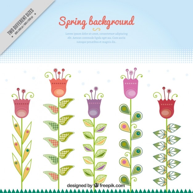 Gratis vector spring achtergrond met tulpen