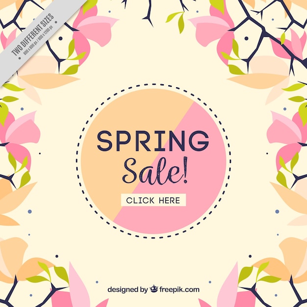 Spring sale achtergrond in plat design