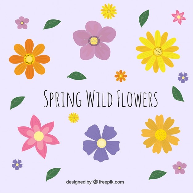 Gratis vector spring wilde bloemen achtergrond