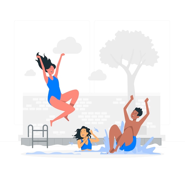 Gratis vector springen in de illustratie van het zwembadconcept