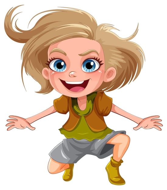 Gratis vector springend meisje cartoon personage