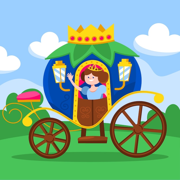 Gratis vector sprookjeswagen met prinses