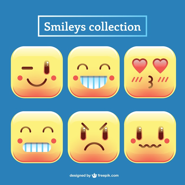 Gratis vector squared smileys collectie