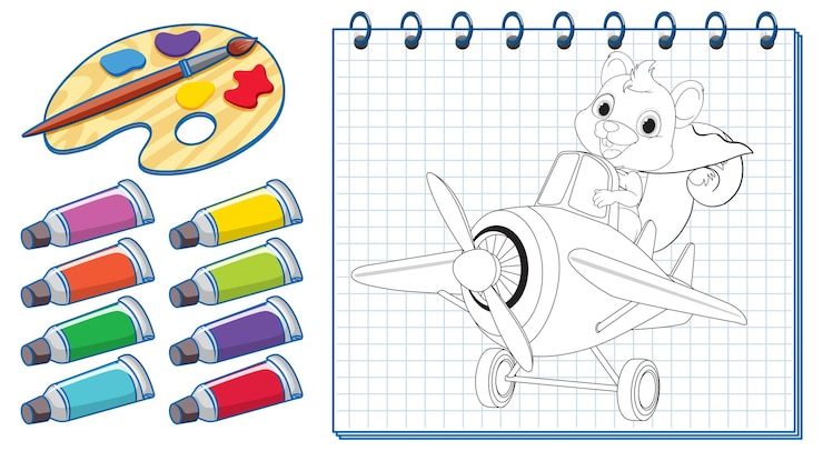 Gratis Vector squirrel pilot kleurboek illustratie