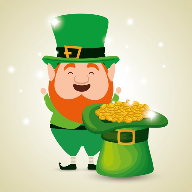 St Patrick dag elf met hoed en gouden munten