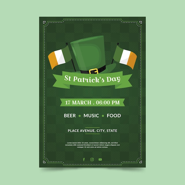 St. Patrick's dag poster sjabloon in plat ontwerp