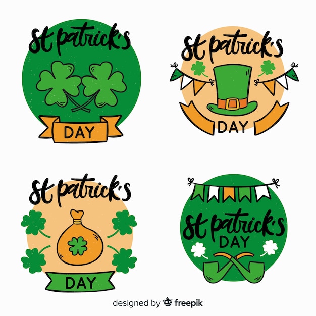 Gratis vector st. patrick's day badge collectie