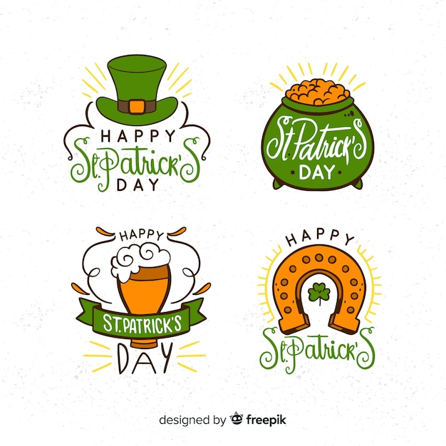 Gratis vector st. patrick's day badge collectie