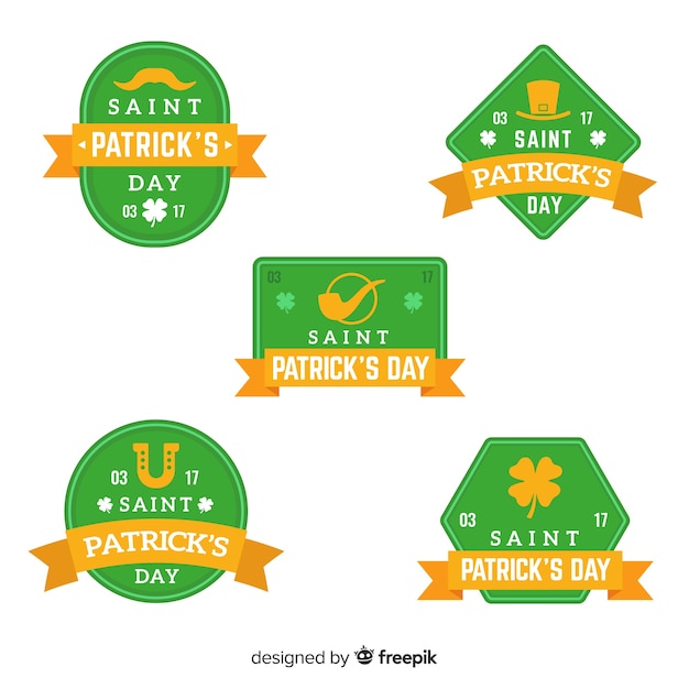 Gratis vector st. patrick's day badge collectie