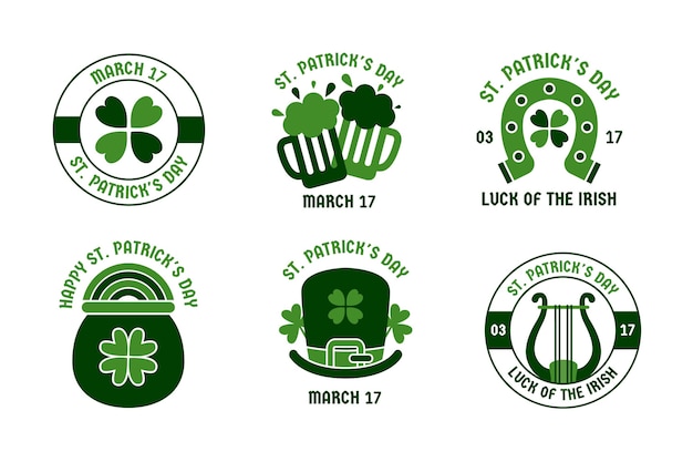 Gratis vector st. patrick's day badge-collectie