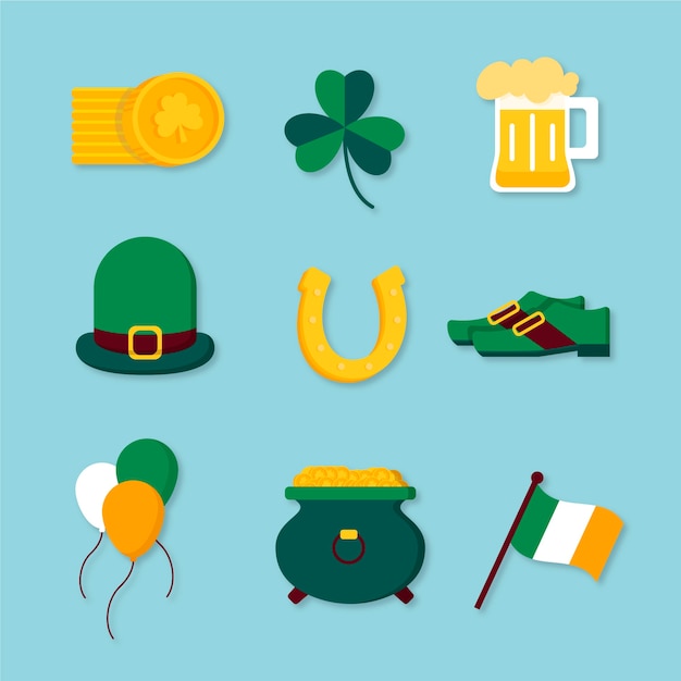 St. Patrick's Day-elementenverzameling in plat ontwerp