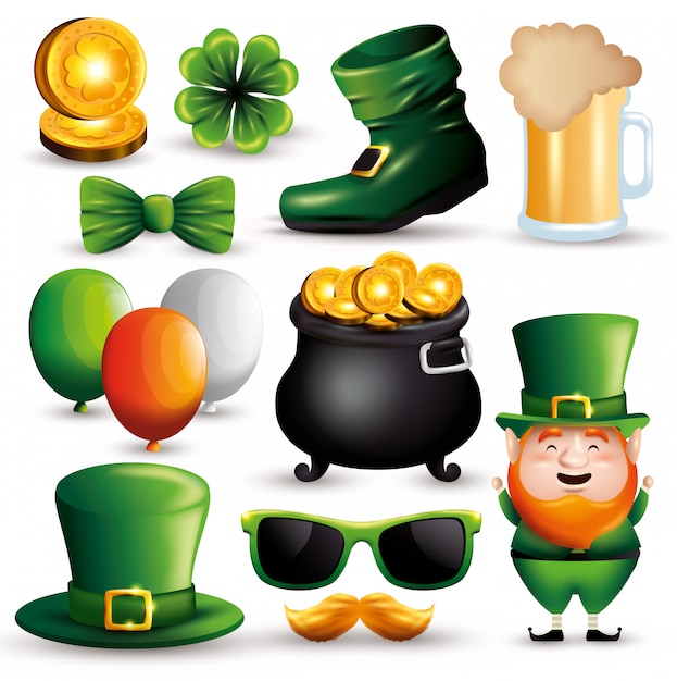 Gratis vector st patrick's day event-decoratie instellen