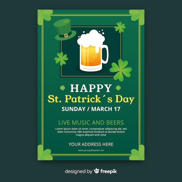 St. patrick's day flyer partij sjabloon