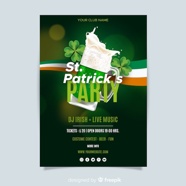 Gratis vector st. patrick's day flyer sjabloon