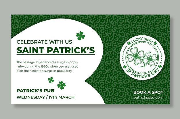 St. patrick's day horizontale banner plat ontwerp