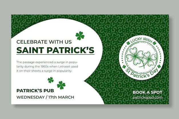 St. patrick's day horizontale banner plat ontwerp