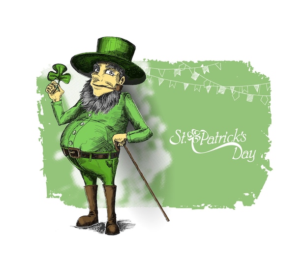 St patrick's day karakter kabouter met hoed vector illlustration