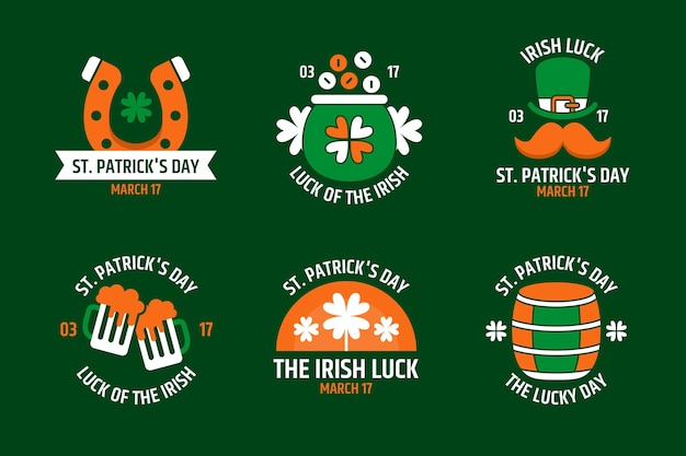 Gratis vector st. patrick's day label-collectie