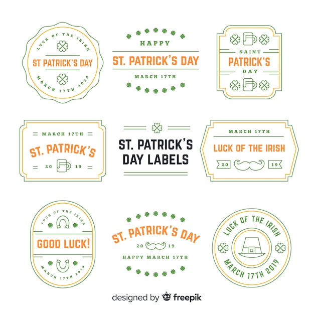 Gratis vector st. patrick's day labelcollectie