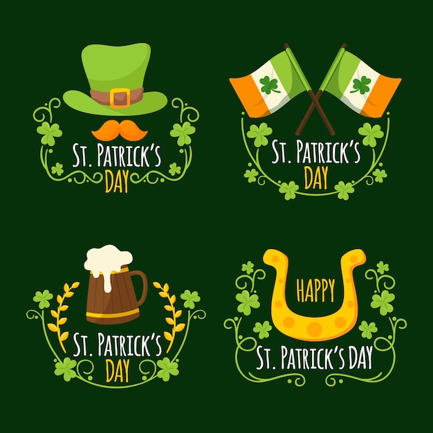 Gratis vector st. patrick's day labels-collectie